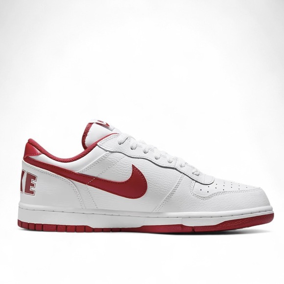 NIKE Big Low Shoes Mens 11.5‎ White and Gym Red Leather Sneakers 355152-150 NEW